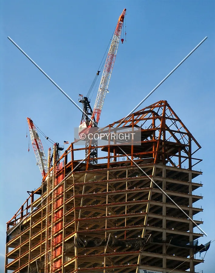Crown and construction cranes from the southeast