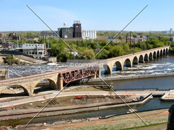 Stone Arch Bridge from the 9th floor observation deck in the Mill City Museum