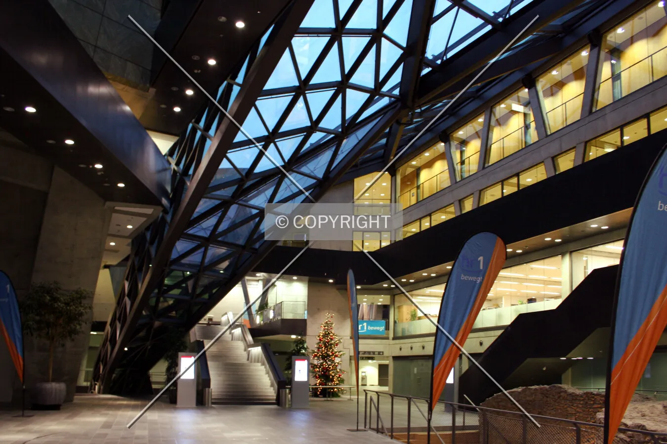 Main hall with sloping skylight