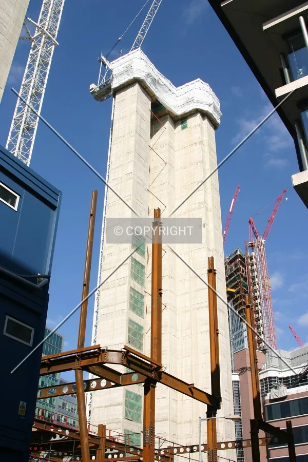 Steelwork rising around the east core