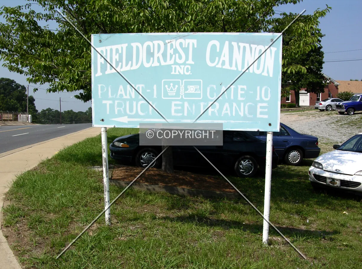 Old Fieldcrest Cannon signage off Loop Road