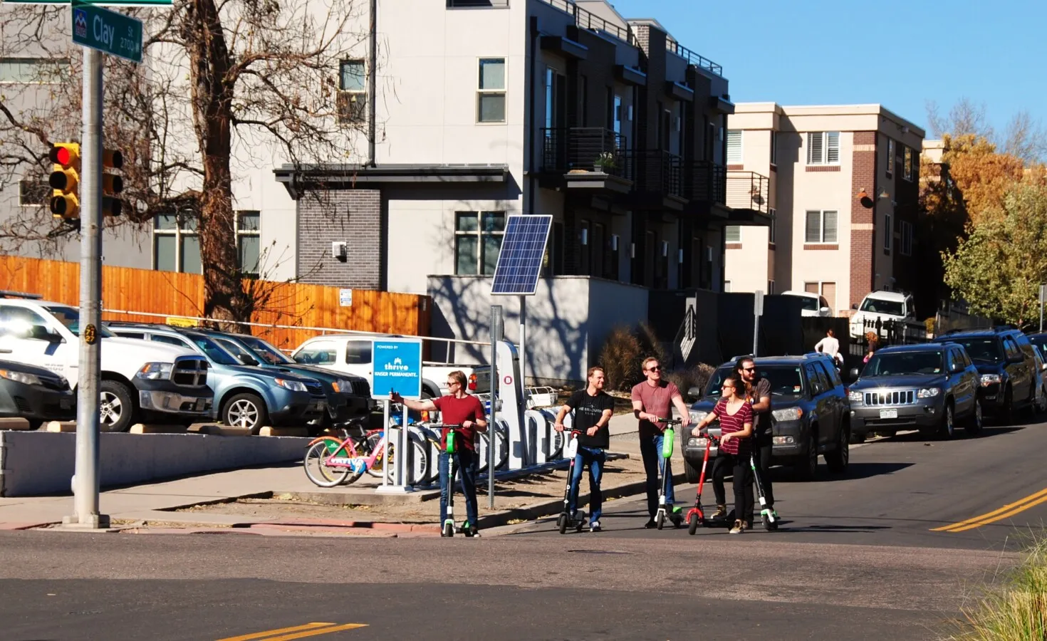 Riders on e-scooters