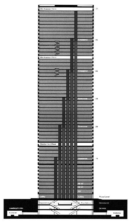 Side elevation of the tower