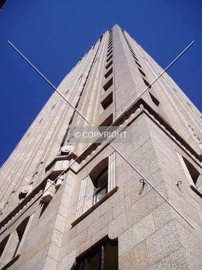 Looking straight up the southeast corner from Bush Street