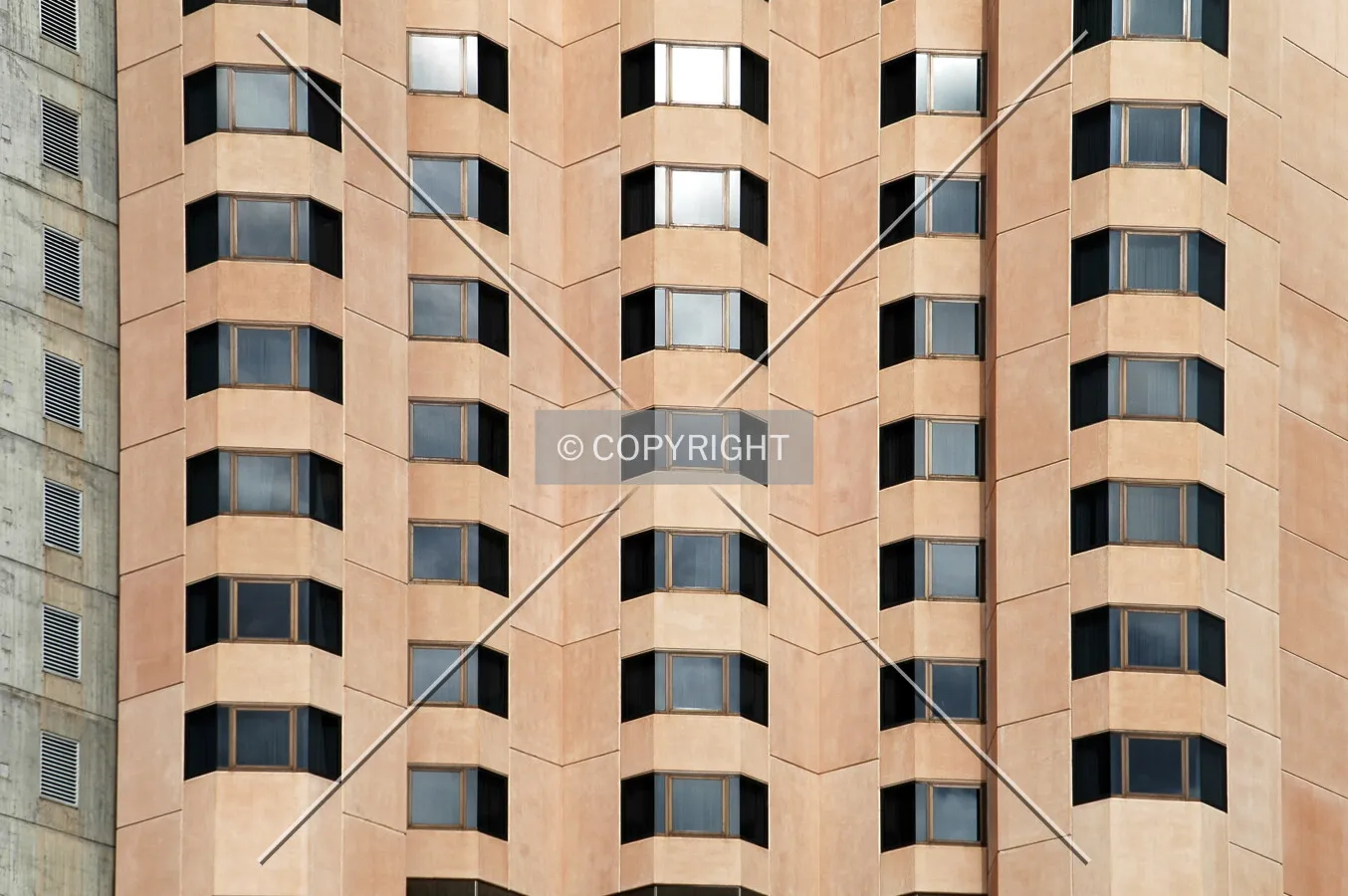Windows on the northeast facade