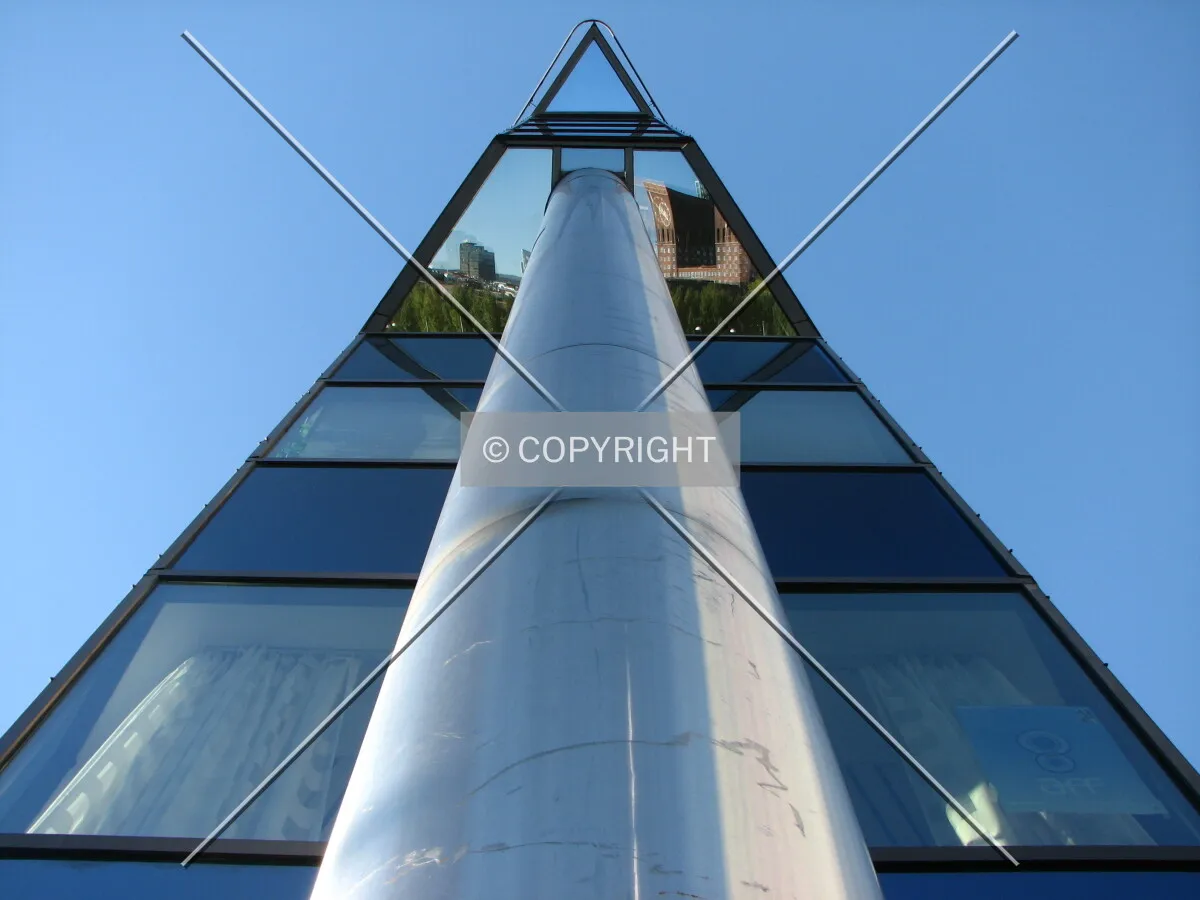 Looking up east facade