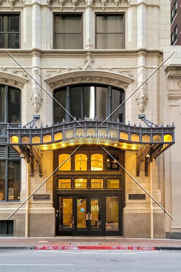 Evening view of the west entrance; April 2, 2021