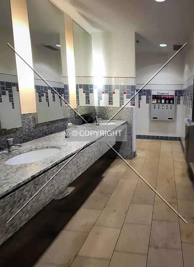 Sinks in the men's Food Court restroom; October 26, 2023