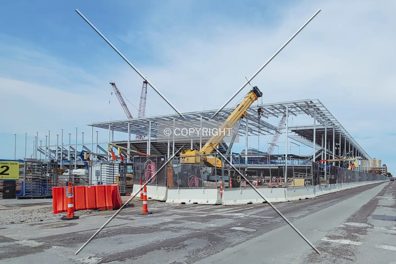 From the northeast during construction; July 10, 2021