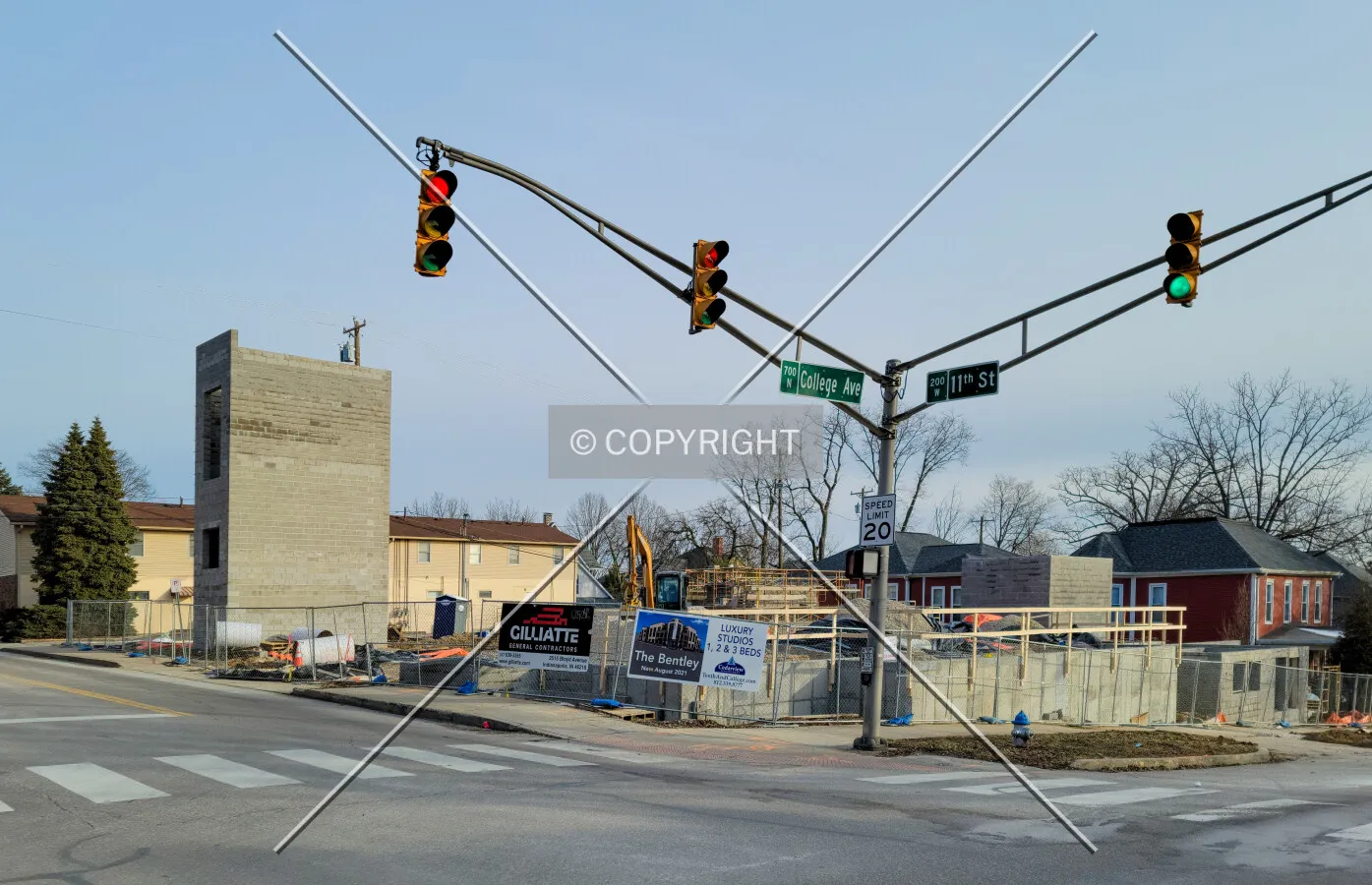 From the northwest during construction; February 6, 2021