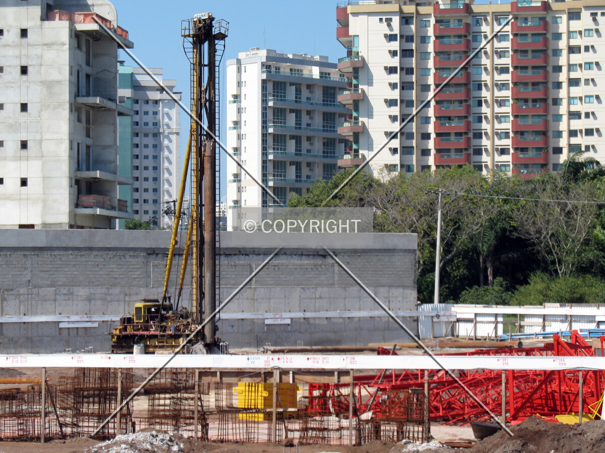 Even though the building structure is already at ground level, works on the foundation continues
