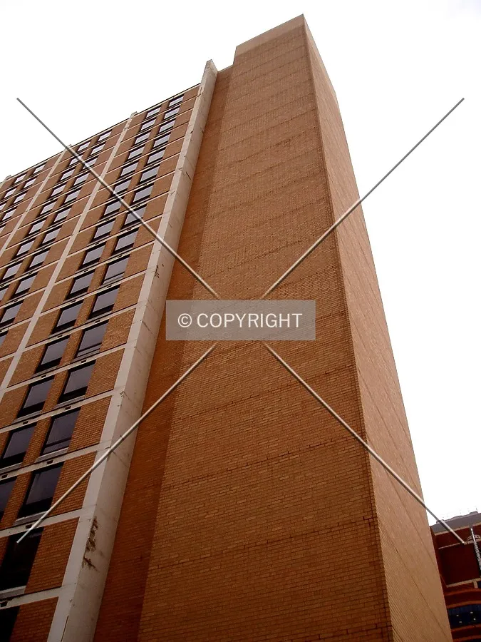 Looking up the southwest corner