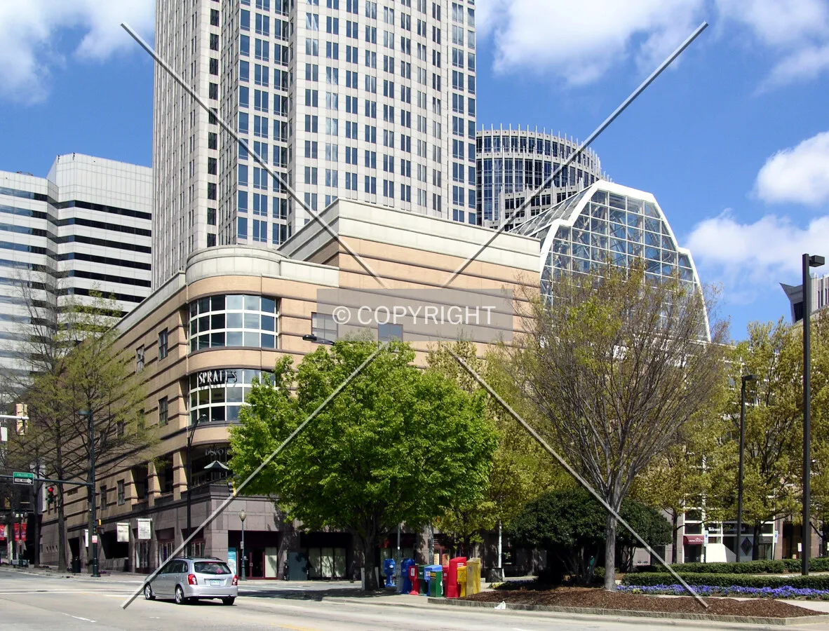 Eastern base from the southeast along East Trade Street