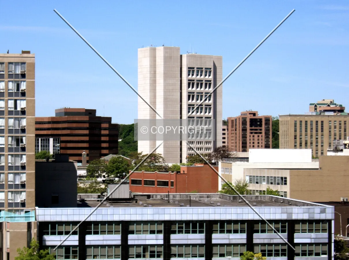 View from the east toward the Courthouse