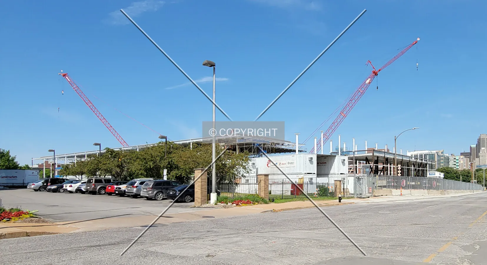 From the southwest during construction; June 14, 2021