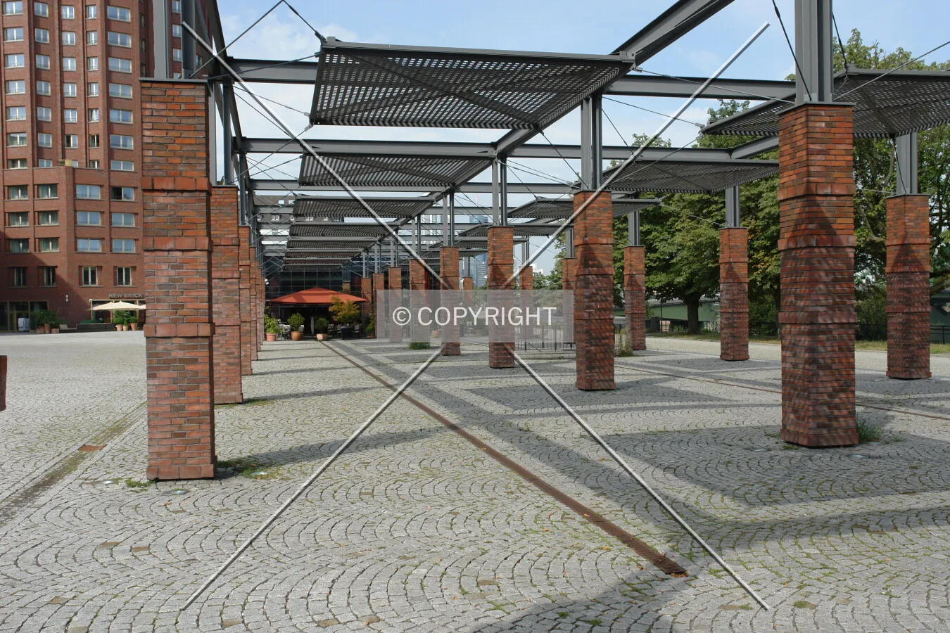 Columns in front of the pavilion