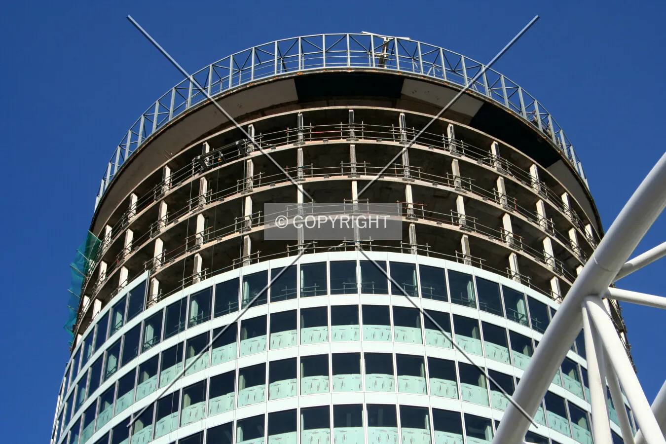 Looking up at the facade progress