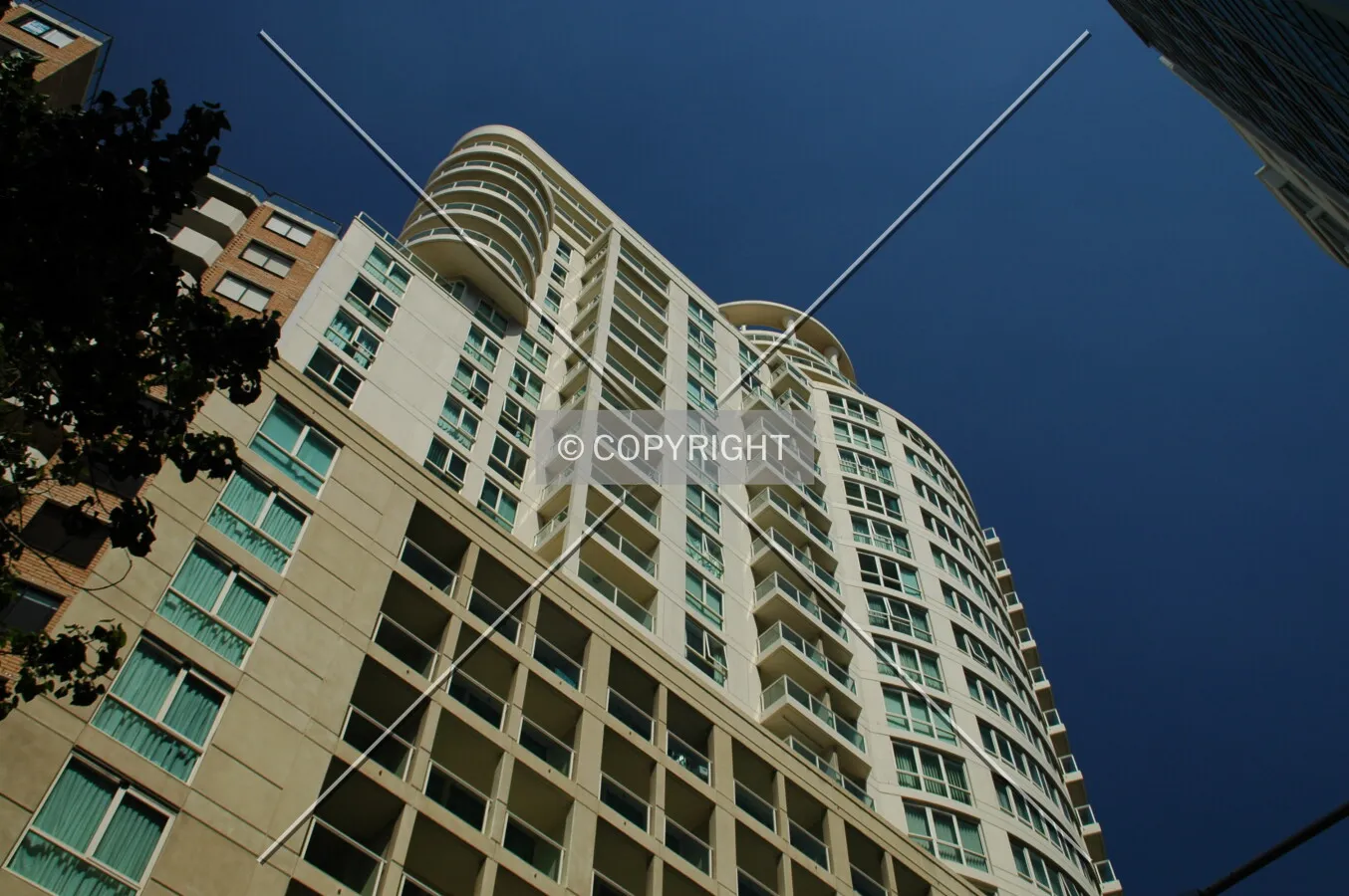 Looking up the west facade