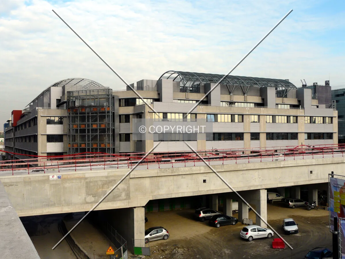 West view with Rue Albert Einstein under construction in foreground