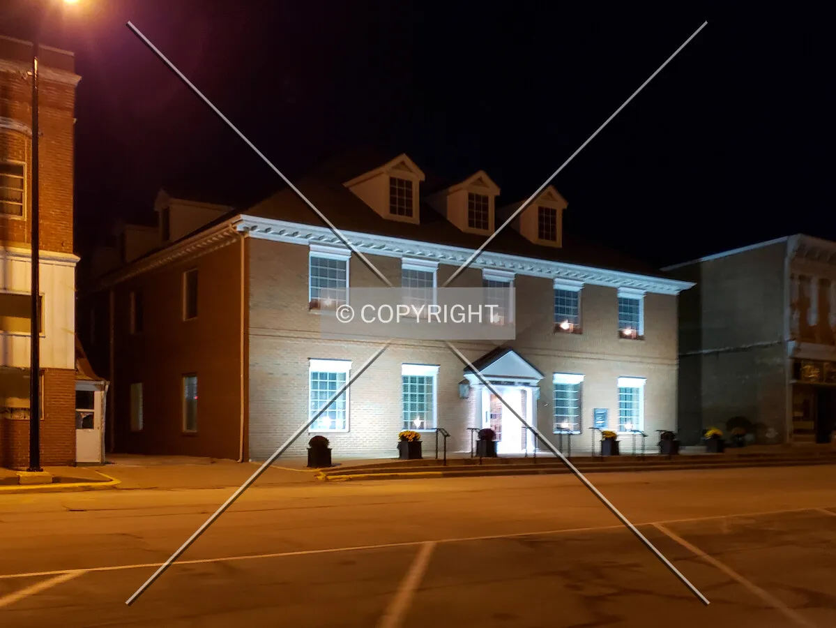 Night view from the southeast; October 22, 2018