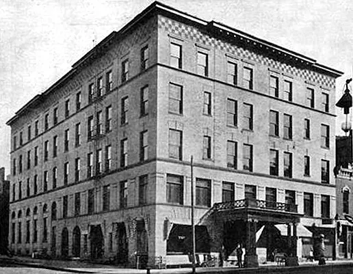 View from the southwest before addition of the sixth floor