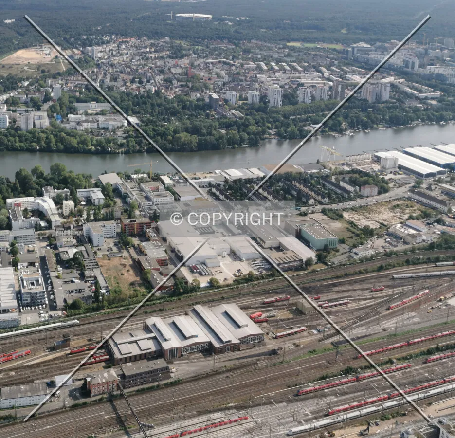 Flight with a helicopter over Frankfurt