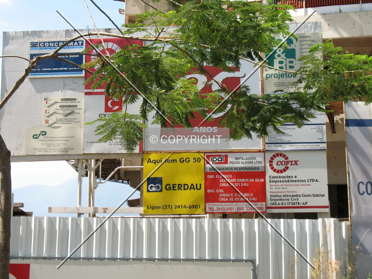 Sign showing companies involved in the construction