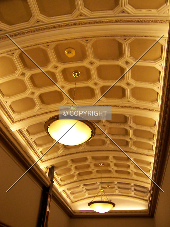 Ceiling above the elevator lobby