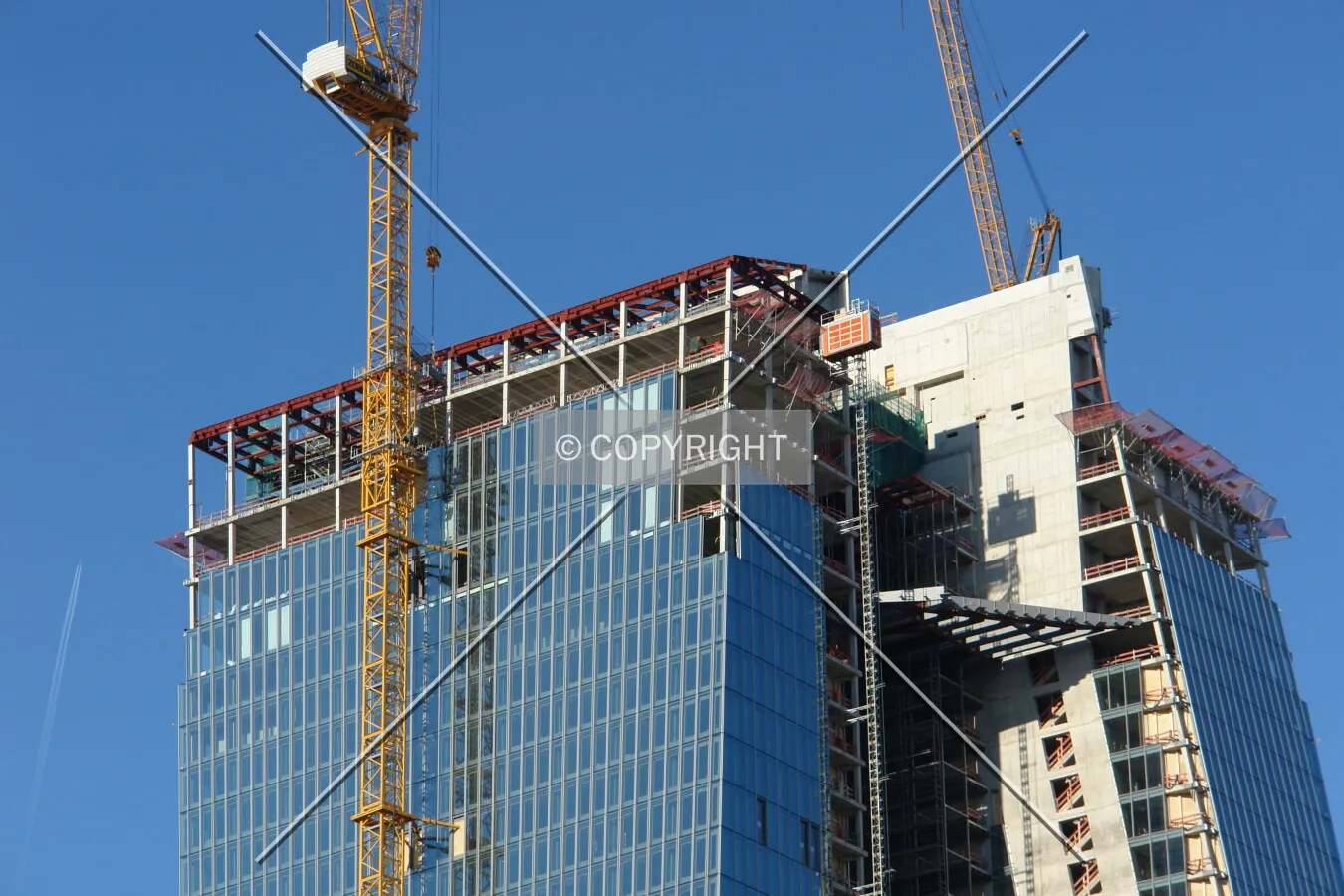 Facade of the ECB headquarters under construction in January 2013