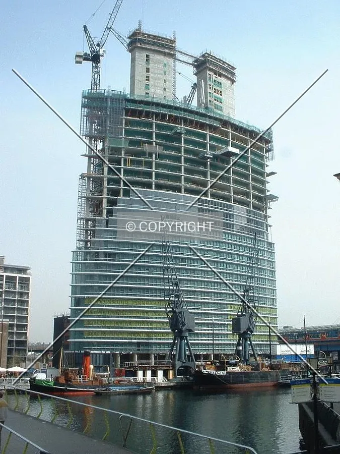 External view taken from across the dock
