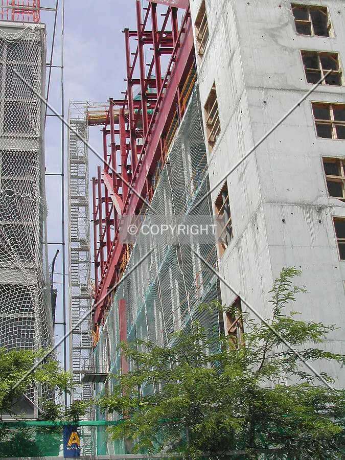 Looking north at the space between the towers