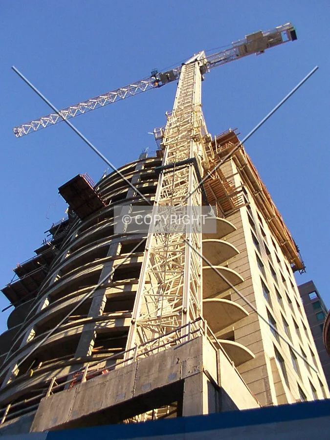 Looking up the tower crane