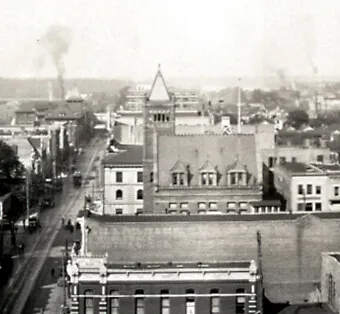 View from the south along Front Street