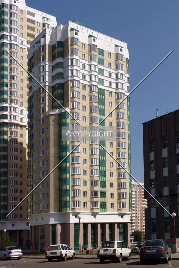 Looking east from street level