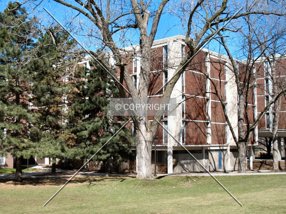 Southeast corner through bare trees