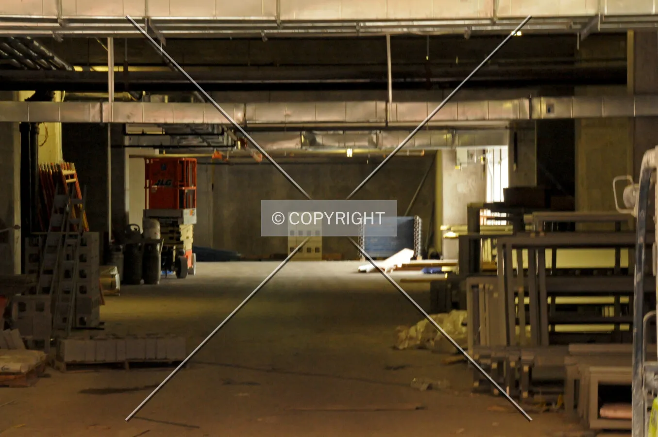 Looking into the first floor of the parking garage