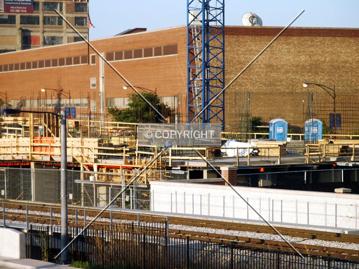 Second floorplate and base of the tower crane