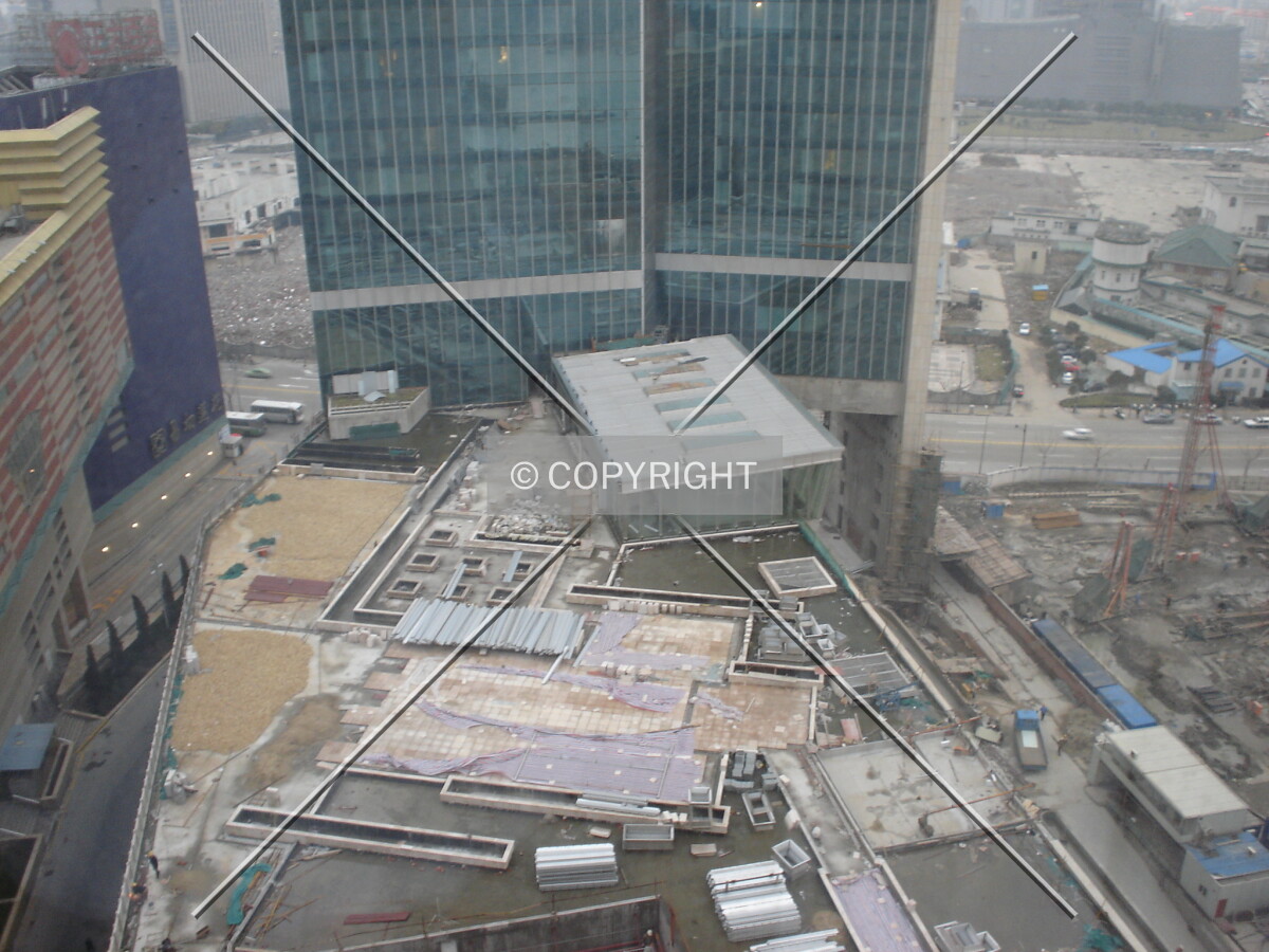 View over the construction site (rear view from neighboring old Shangri-La building)