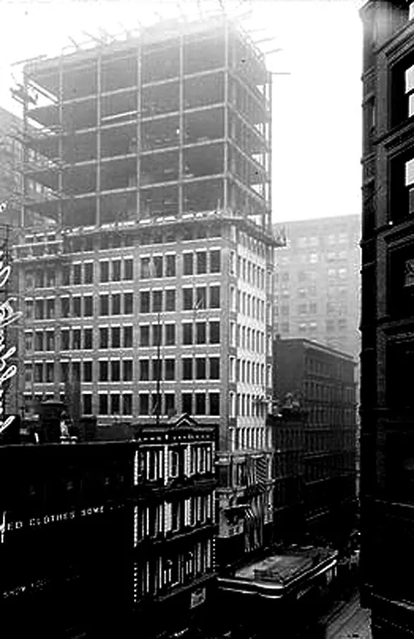 View from the northeast during construction