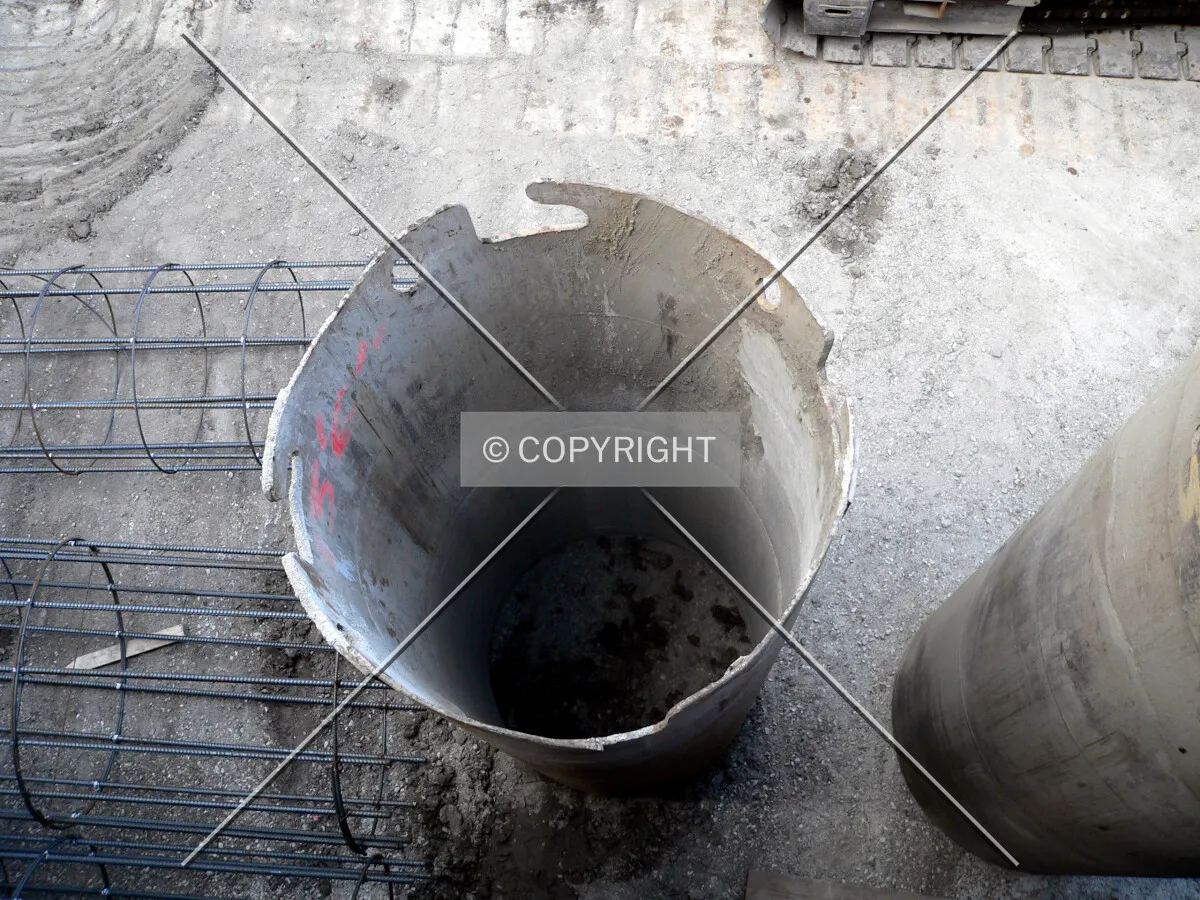 Looking into a caisson top, which wasn't embedded into the ground