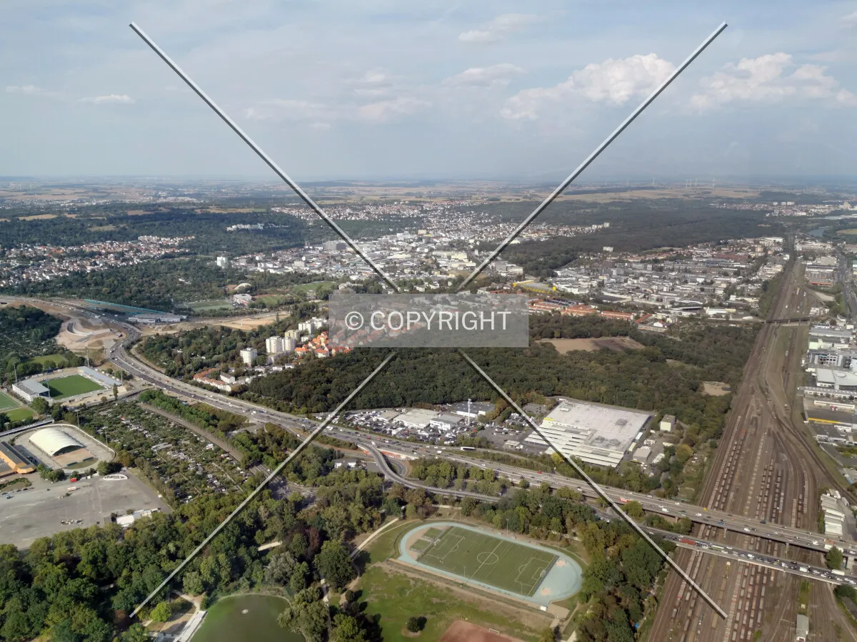 Flight with a helicopter over Frankfurt
