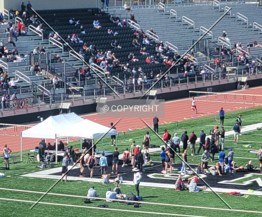 From the southeast during a track meet; April 2, 2021