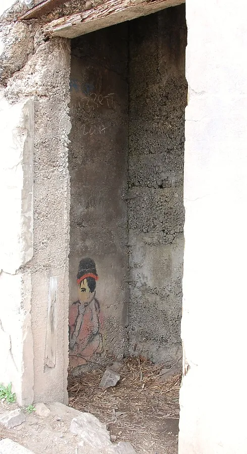 Painting inside a doorway