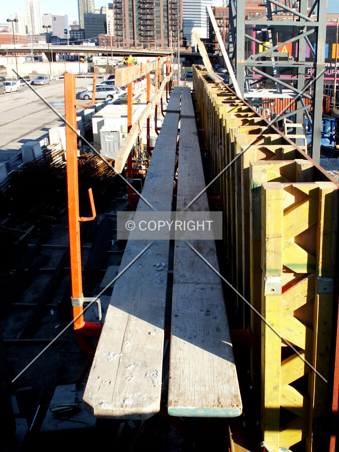 Catwalk along the top of the formwork on the north wall