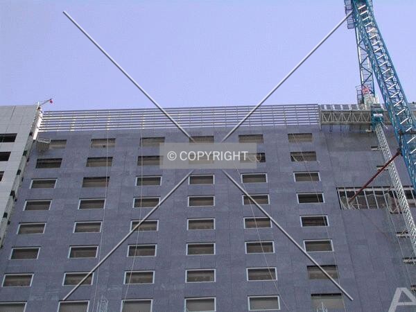 Close view of the top of the building