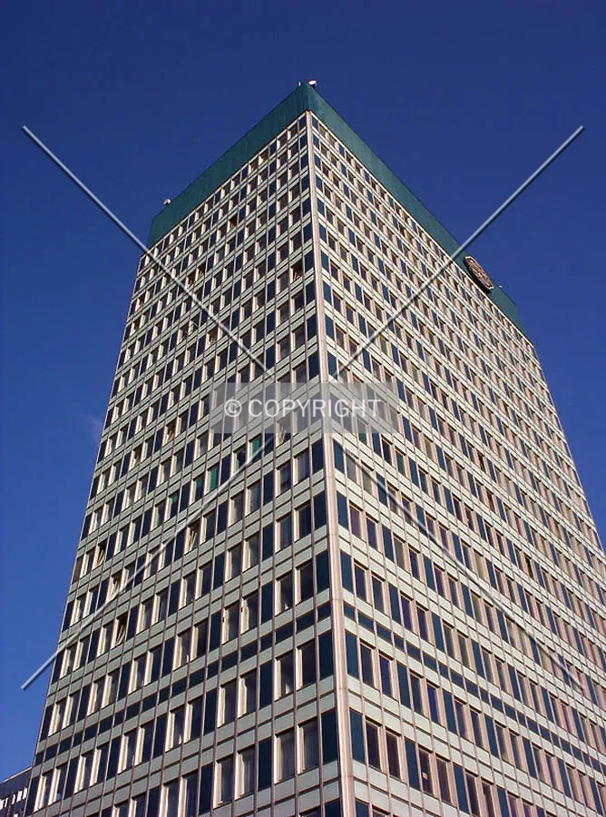 Looking up the northwest corner