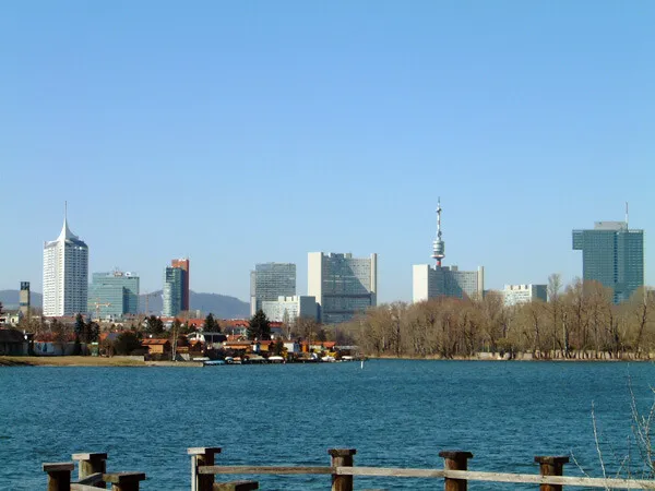 The skyline as seen from Alte Donau