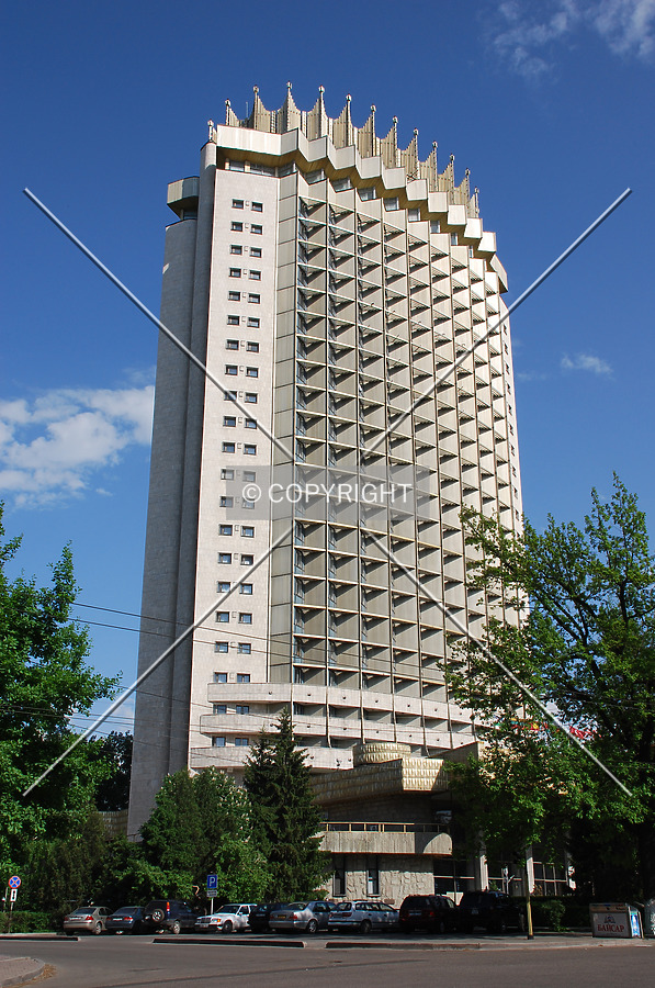 View from across Kurmangazy Street and Dostyk Avenue