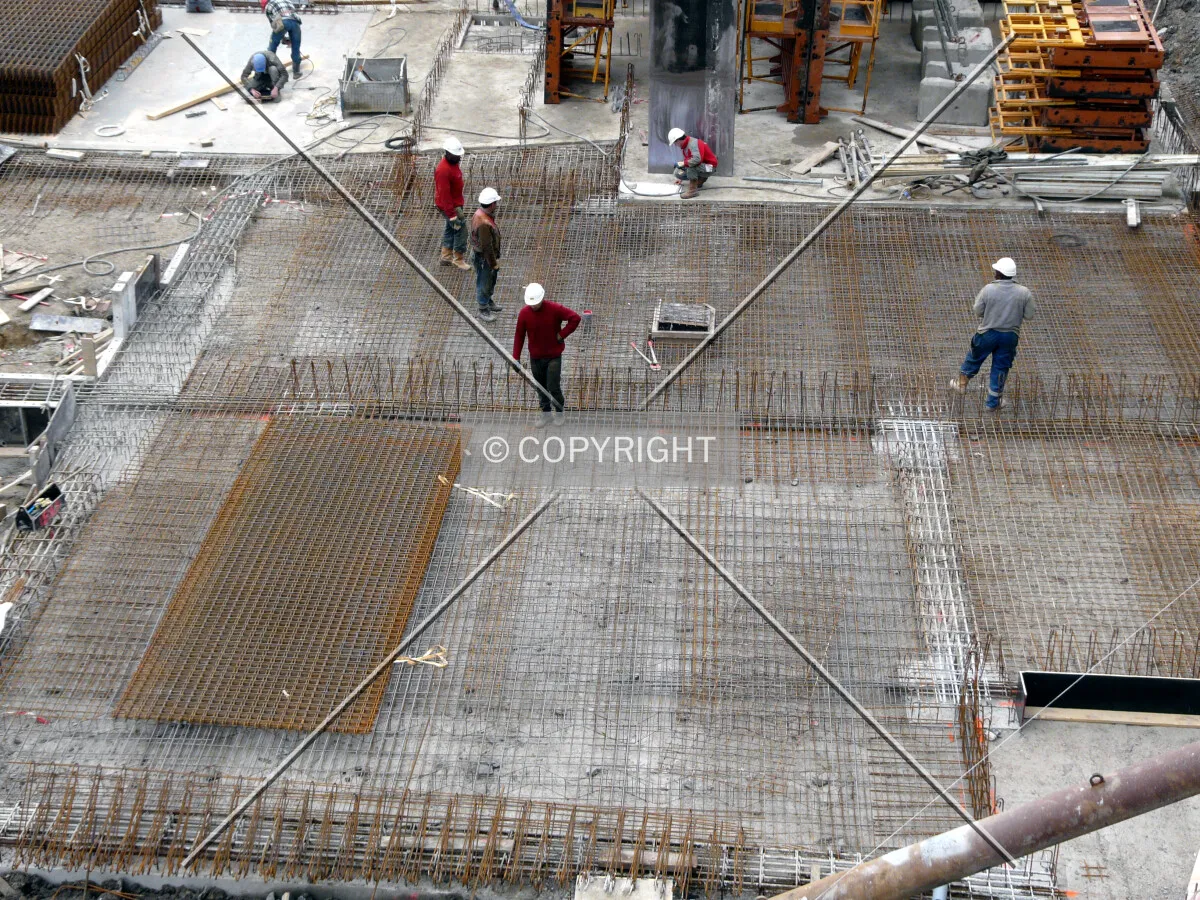 Mat being constructed on the southwest part of the construction site