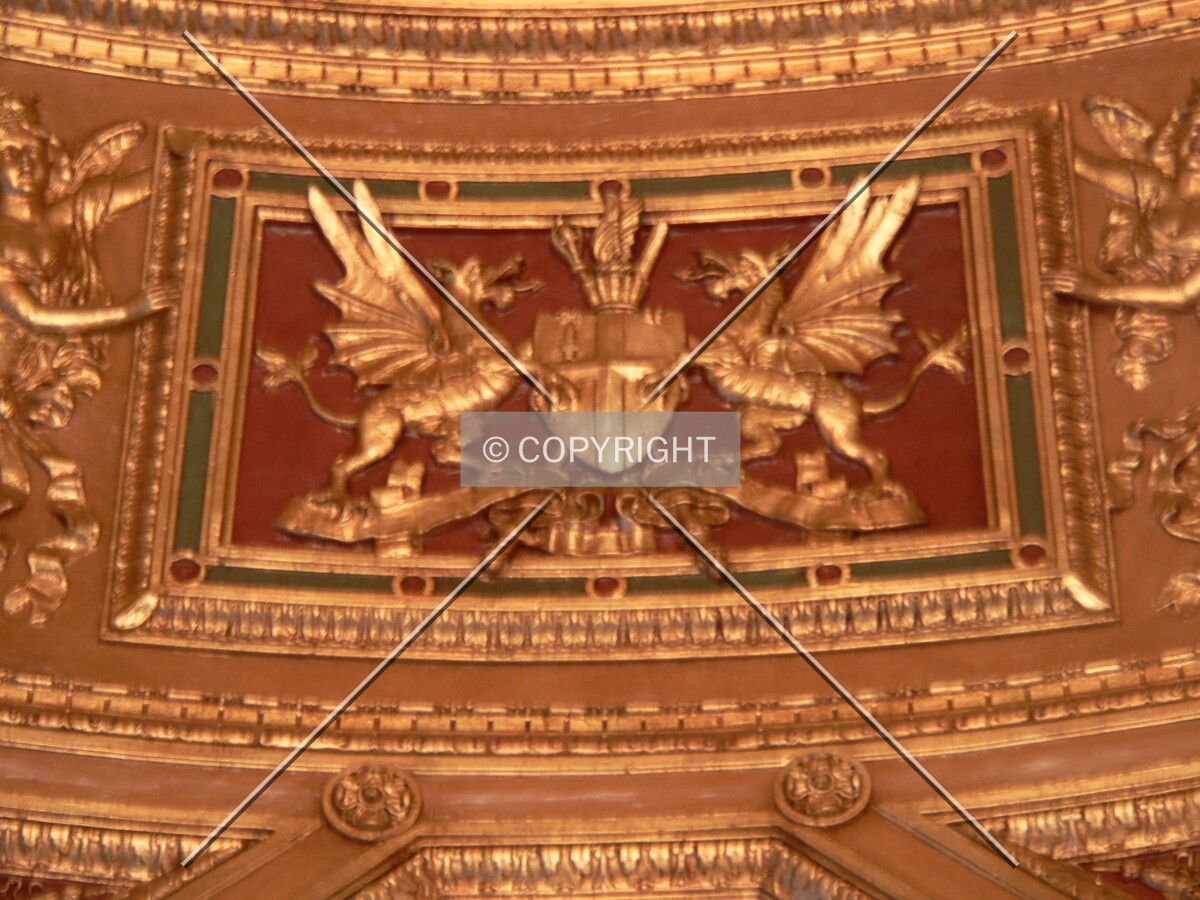 Decorative plaster on the entranceway ceiling